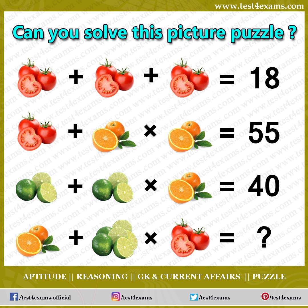 Tomato picture puzzle math with the answer - Test 4 Exams
