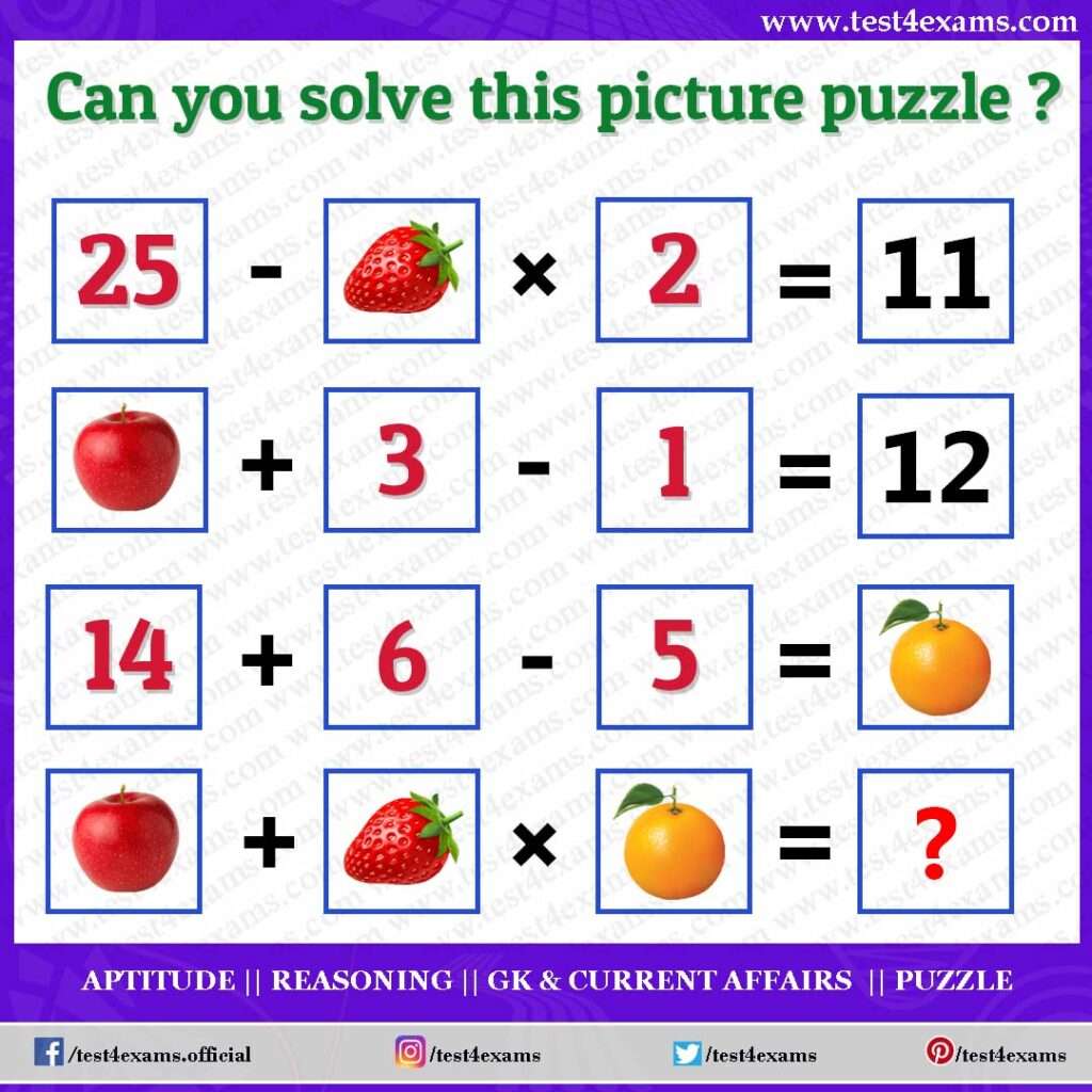Fruits Math Picture Brain Teaser for Adults and Kids