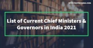List of Current Chief Ministers & Governors in India 2021