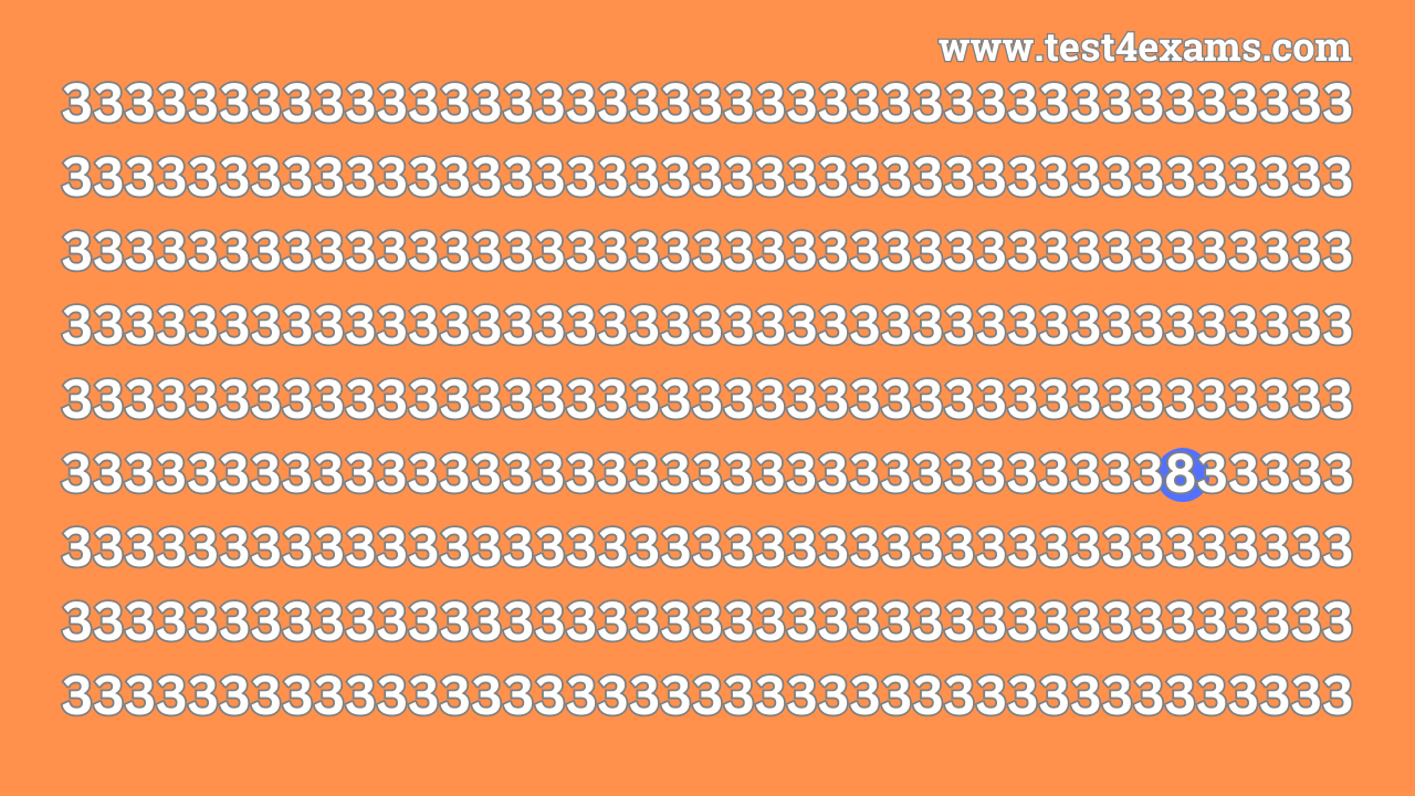 Brain Test: If your Vision is Good Find the Number 8 in 15 Secs