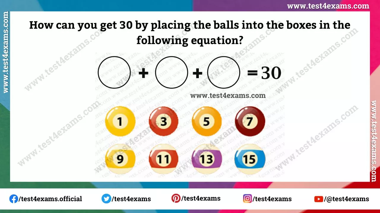 How can you get 30 by placing the balls into the boxes? – 1041