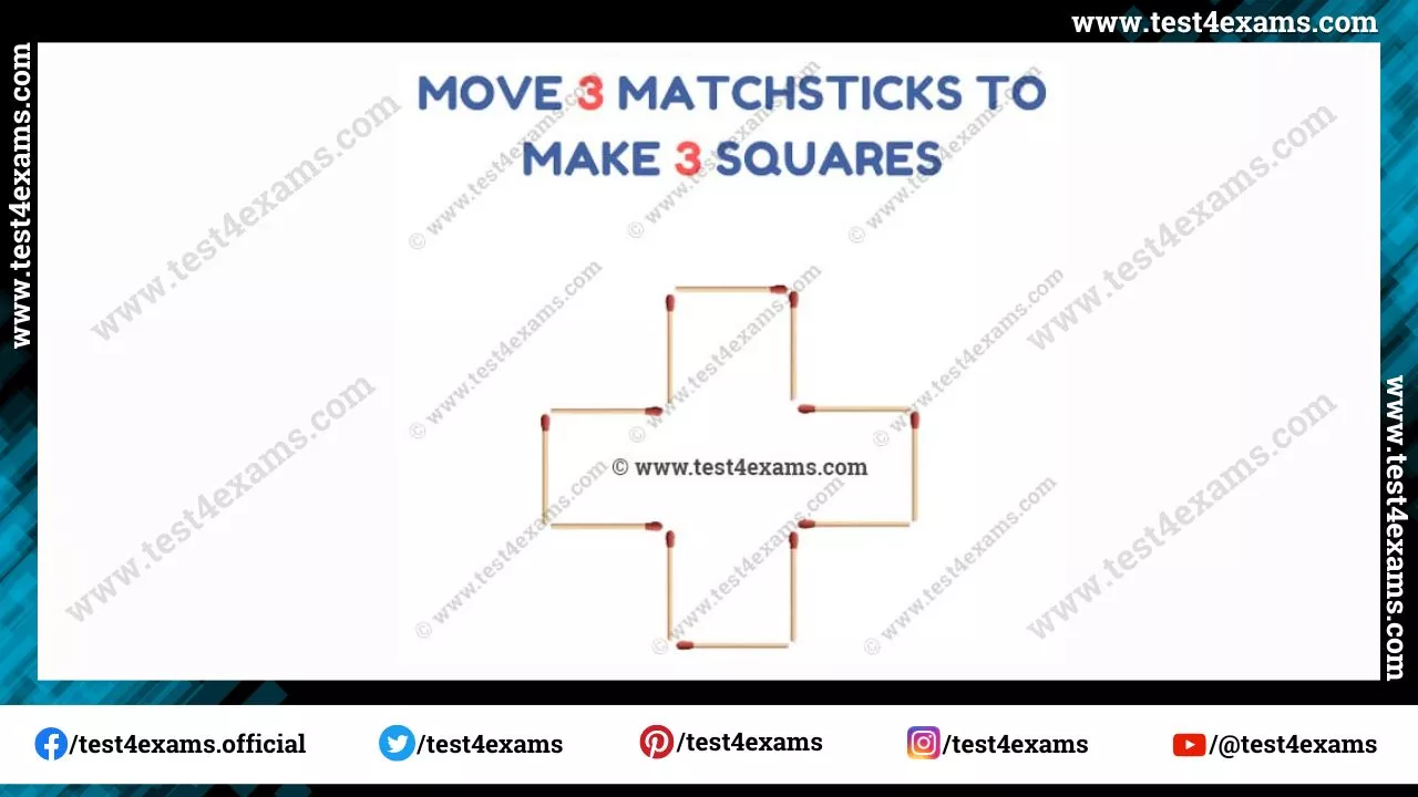 Move 3 matchsticks to make 3 squares – 1226