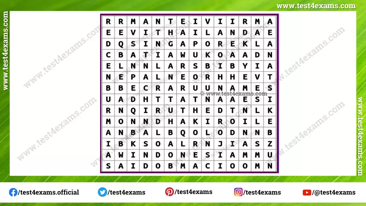 Find 20 country name from word puzzle Find 20 country name from word puzzle