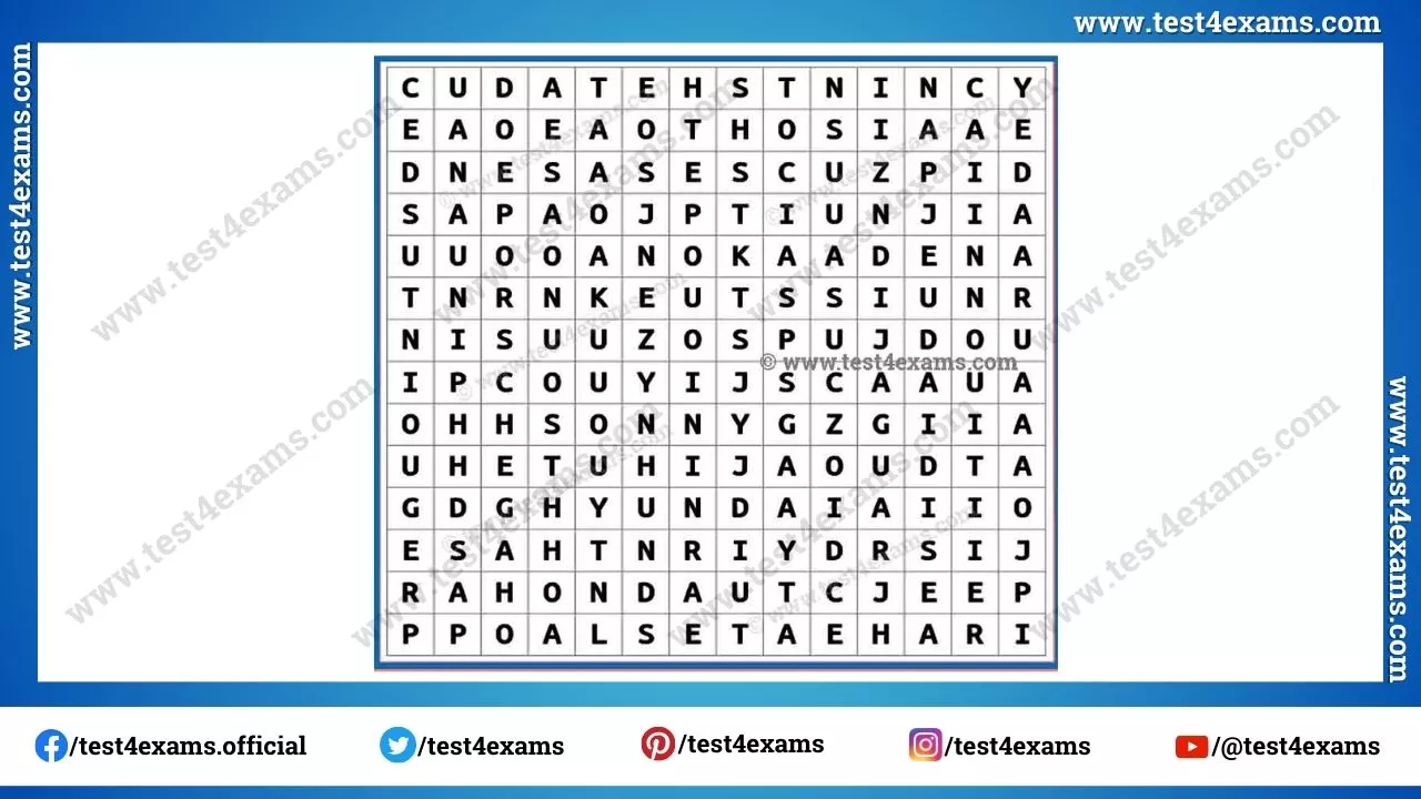 Find 10 car brand name from word puzzle – 1004